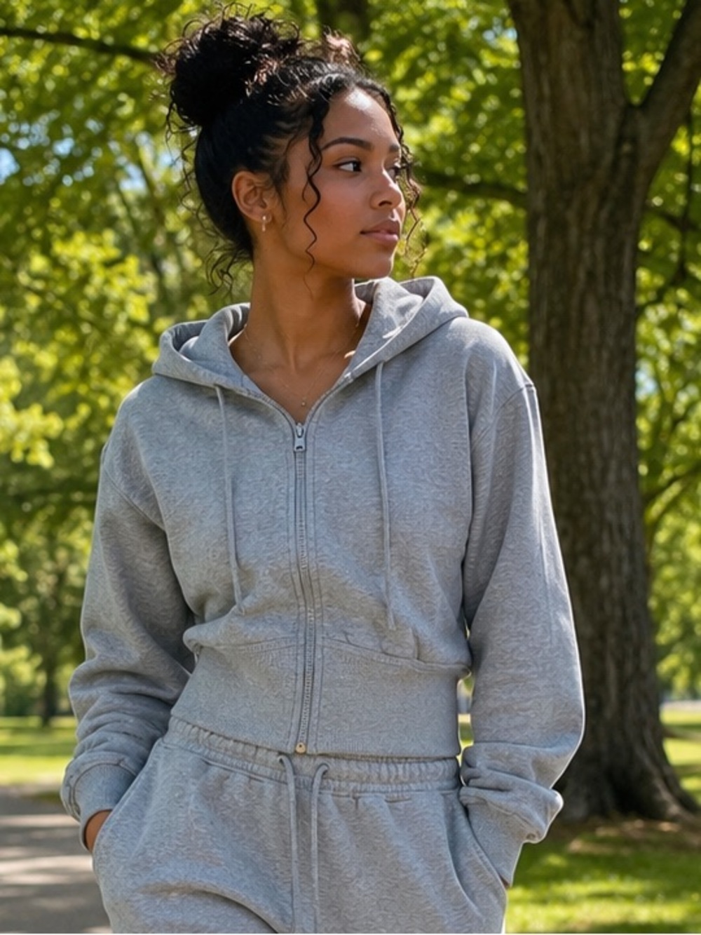 JoyLab Women's Gray Cropped Zip Hoodie